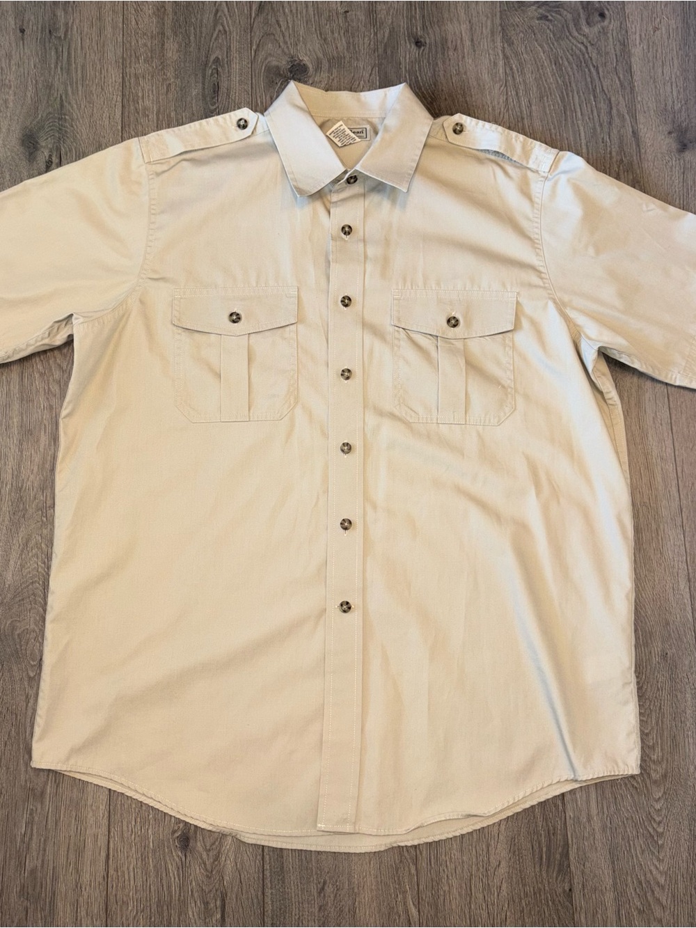 L.L. Bean Men's Short-Sleeve Button-Down Shirt in Light Tan